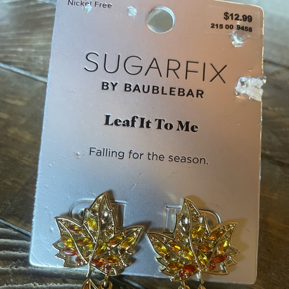 NEW SUGARFIX By BAUBLEBAR Rhinestone Leaf It To Me Earrings - Picture 5 of 5
